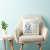 Cute Woodland Animal Elephant Name Nursery Kussen (Stoel)