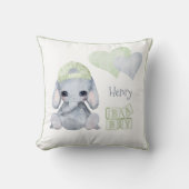 Cute Woodland Animal Elephant Name Nursery Kussen (Voorkant)