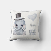 Cute Woodland Animal Elephant Name Nursery Throw P Kussen (Achterkant)