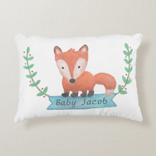 Cute Woodland Animal Fox Baby Nursery Sierkussen Accent Kussen (Voorkant)