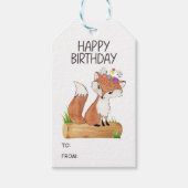 Cute Woodland Animal Fox Happy Birthday Gift Label Cadeaulabel (Voorkant)