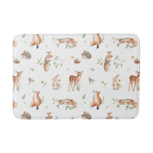 Cute Woodland Animal Friends Pattern Badmat