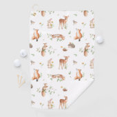 Cute Woodland Animal Friends Pattern Golfhanddoek (Insitu)