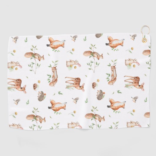 Cute Woodland Animal Friends Pattern Golfhanddoek (Horizontaal)
