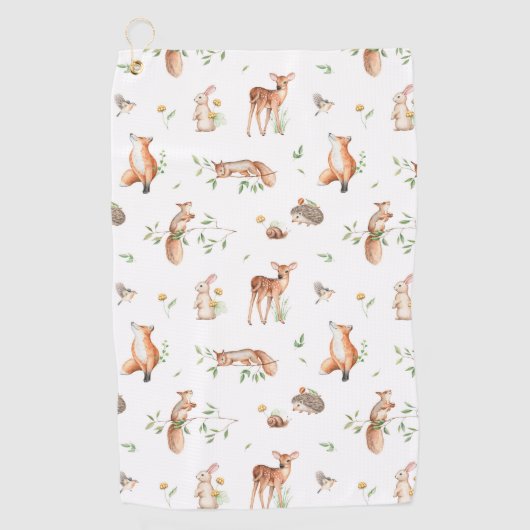 Cute Woodland Animal Friends Pattern Golfhanddoek (Voorkant)