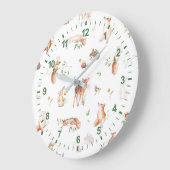 Cute Woodland Animal Friends Pattern Grote Klok (Hoek)