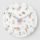 Cute Woodland Animal Friends Pattern Grote Klok (Voorkant)