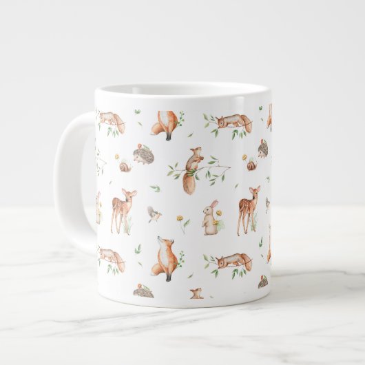 Cute Woodland Animal Friends Pattern Grote Koffiekop (Links)