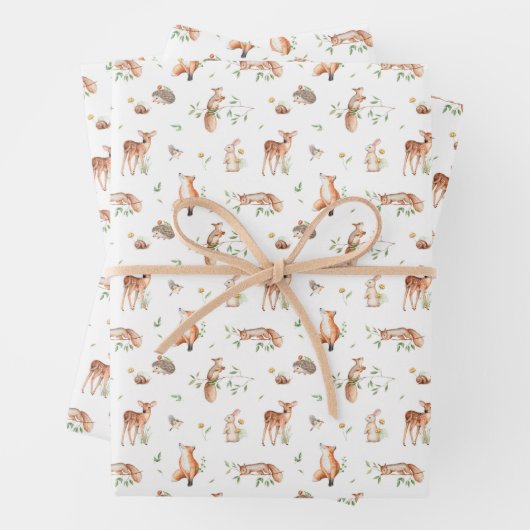 Cute Woodland Animal Friends Pattern Inpakpapier Vel (In situ)