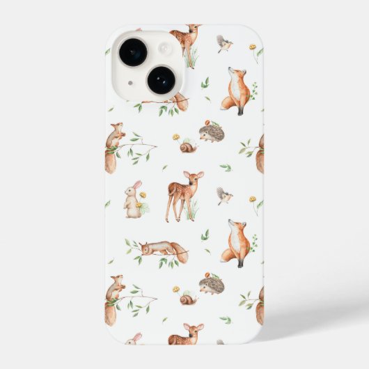 Cute Woodland Animal Friends Pattern iPhone Hoesje (Achterkant)