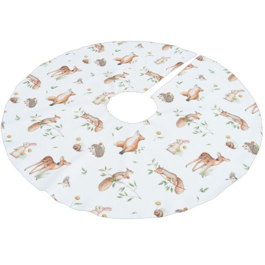 Cute Woodland Animal Friends Pattern Kerstboom Rok (Gekanteld)