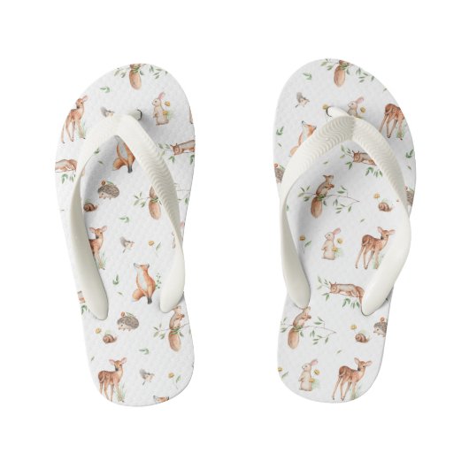 Cute Woodland Animal Friends Pattern Kinder Teenslippers (Voetbed)
