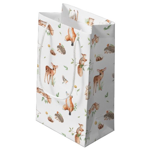 Cute Woodland Animal Friends Pattern Klein Cadeauzakje (Achterkant Gekanteld)