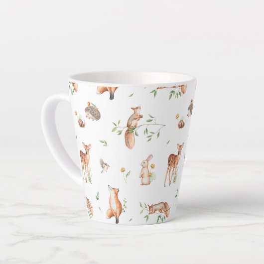 Cute Woodland Animal Friends Pattern Latte Mok (Linkerhoek)