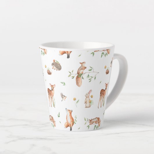 Cute Woodland Animal Friends Pattern Latte Mok (Rechterhoek)