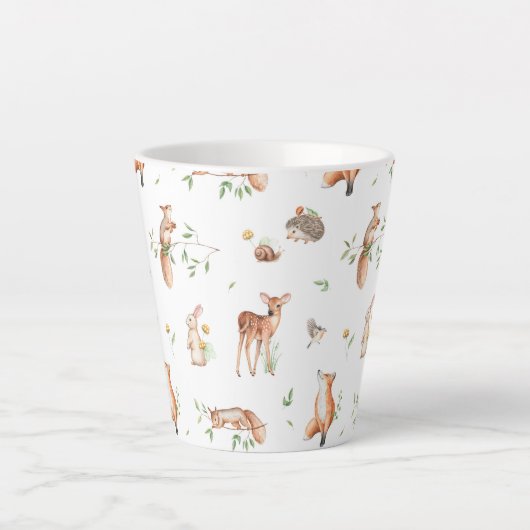 Cute Woodland Animal Friends Pattern Latte Mok (Voorkant)