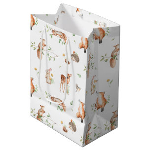 Cute Woodland Animal Friends Pattern Medium Cadeauzakje