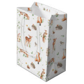 Cute Woodland Animal Friends Pattern Medium Cadeauzakje (Achterkant Gekanteld)