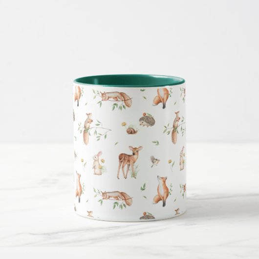 Cute Woodland Animal Friends Pattern Mok (Midden)
