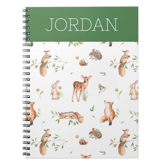 Cute Woodland Animal Friends Pattern Notitieboek (Voorkant)