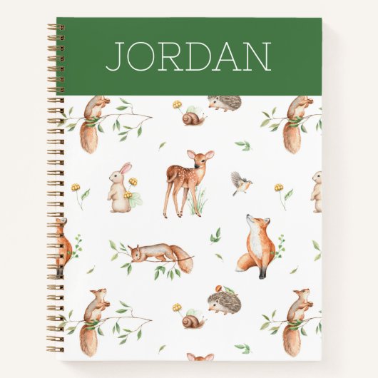 Cute Woodland Animal Friends Pattern Notitieboek (Voorkant)