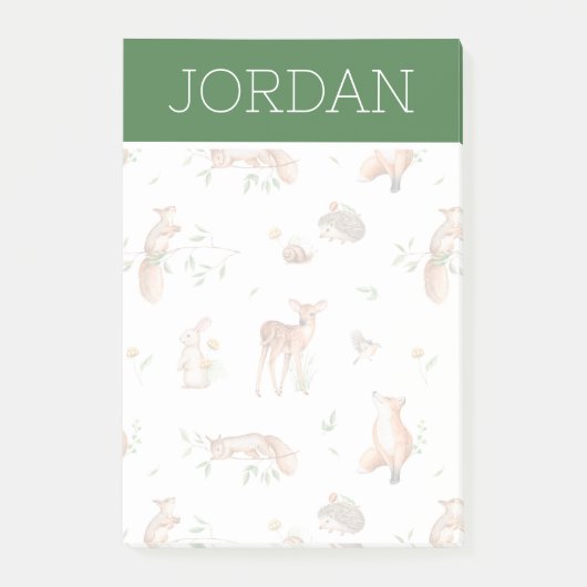 Cute Woodland Animal Friends Pattern Post-it® Notes (Voorkant)