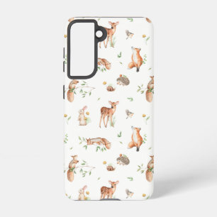 Cute Woodland Animal Friends Pattern Samsung Galaxy Hoesje