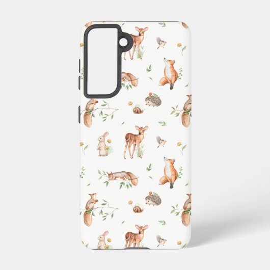 Cute Woodland Animal Friends Pattern Samsung Galaxy Hoesje (Achterkant)