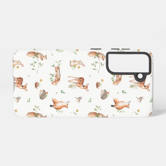 Cute Woodland Animal Friends Pattern Samsung Galaxy Hoesje (Achterkant horizontaal)