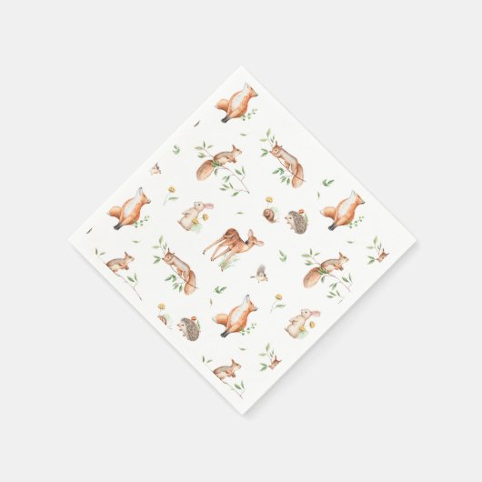Cute Woodland Animal Friends Pattern Servet (Hoek)
