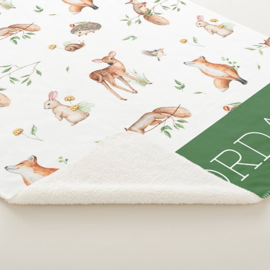 Cute Woodland Animal Friends Pattern Sherpa Deken (3/4)