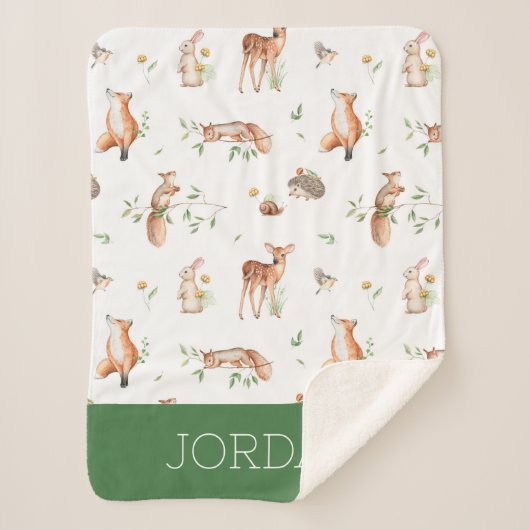 Cute Woodland Animal Friends Pattern Sherpa Deken (Voorkant)