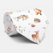 Cute Woodland Animal Friends Pattern Stropdas (Opgerold)