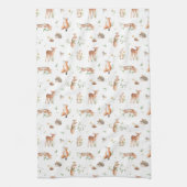 Cute Woodland Animal Friends Pattern Theedoek (Verticaal)