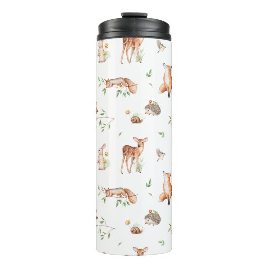 Cute Woodland Animal Friends Pattern Thermosbeker (Voorkant)