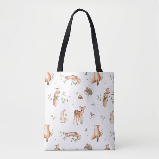 Cute Woodland Animal Friends Pattern Tote Bag (Voorkant)