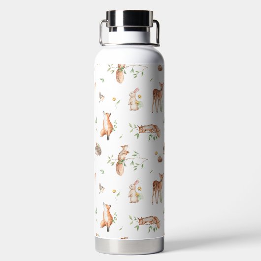 Cute Woodland Animal Friends Pattern Waterfles (Achterkant)