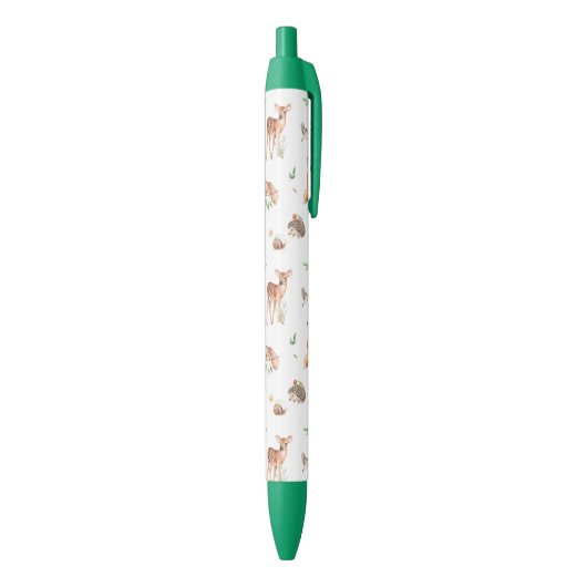 Cute Woodland Animal Friends Pattern Zwarte Inkt Pen (Achterkant (Verticaal))