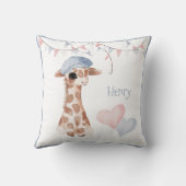 Cute Woodland Animal Giraffe Heart Name Nursery Kussen (Achterkant)