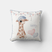 Cute Woodland Animal Giraffe Heart Name Nursery Kussen (Voorkant)