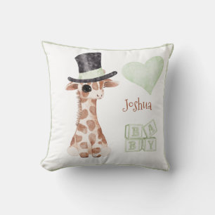 Cute Woodland Animal Giraffe Heart Name Nursery Kussen
