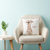 Cute Woodland Animal Giraffe Name Nursery Kussen (Stoel)