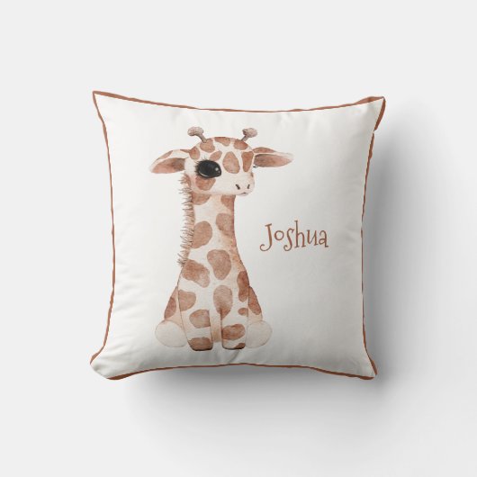 Cute Woodland Animal Giraffe Name Nursery Kussen (Voorkant)