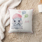 Cute Woodland Animal Girl Elephant Name Nursery Kussen (Deken)