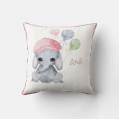 Cute Woodland Animal Girl Elephant Name Nursery Kussen (Achterkant)