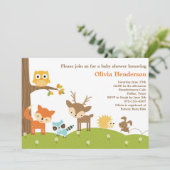 Cute Woodland Animal Invitations Kaart (Staand voorkant)