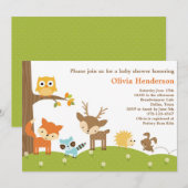 Cute Woodland Animal Invitations Kaart (Voorkant / Achterkant)