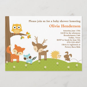 Cute Woodland Animal Invitations Kaart