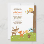 Cute Woodland Animal Invitations Kaart (Voorkant)