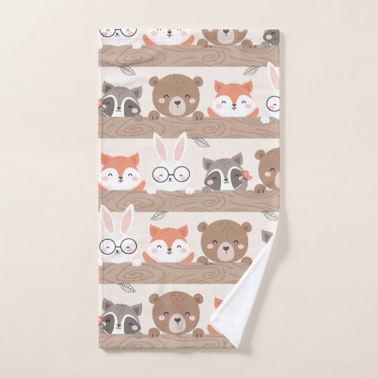 Cute Woodland Animal Kinder Pattern Bathroom Bad Handdoek (Handdoek)